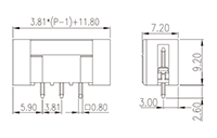 ECH381VJ-XXPL 0.150 Inch (in) Pitch Diameter Printed Circuit Board (PCB) Connector Socket - 2