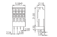 EESK508V-XXP 0.2 Inch (in) Pitch Diameter Printed Circuit Board (PCB) Terminal Block - 2