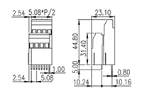 EHK508V2L-XXP 0.2 Inch (in) Pitch Diameter Printed Circuit Board (PCB) Terminal Block - 2