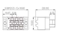 FDC508B-XXP 0.200 Inch (in) Pitch Diameter Printed Circuit Board (PCB) Connector-Plug - 2