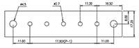 DT-65-A01W-XX - 11 Millimeter (mm) Pitch Terminal Block - Drilling Plan