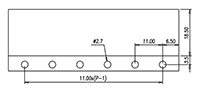 DT-65-B14W-XX - 11 Millimeter (mm) Pitch Terminal Block - Drilling Plan