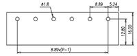 DT-89-B01W-XX - 8.89 Millimeter (mm) Pitch Terminal Block - Drilling Plan