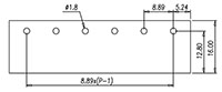 DT-89-B01SW-XX - 8.89 Millimeter (mm) Pitch Terminal Block - Drilling Plan