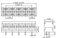 DT-6G-B02W-XX - 11 Millimeter (mm) Pitch Terminal Block -2