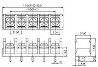 DT-6N-B02W-XX - 11 Millimeter (mm) Pitch Terminal Block - 2