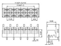 DT-6N-B03W-XX - 11 Millimeter (mm) Pitch Terminal Block - 2