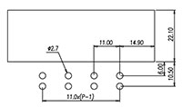 DT-66-A11W-XX - 11 Millimeter (mm) Pitch Terminal Block - Drilling Plan