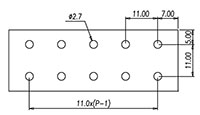 DT-66-B01W-XX - 11 Millimeter (mm) Pitch Terminal Block - Drilling Plan