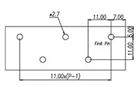 DT-66-B02W-XX - 11 Millimeter (mm) Pitch Terminal Block - Drilling Plan