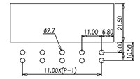 DT-66-B11W-XX - 11 Millimeter (mm) Pitch Terminal Block - Drilling Plan