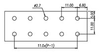 DT-66-C01W-XX - 11 Millimeter (mm) Pitch Terminal Block - Drilling Plan