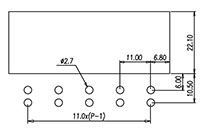 DT-66-C11W-XX - 11 Millimeter (mm) Pitch Terminal Block - Drilling Plan