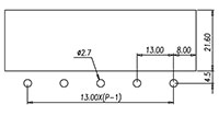 DT-7C-B14W-XX - 13 Millimeter (mm) Pitch Terminal Block - Drilling Plan