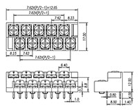 0032-10XX 0.300 Inch (in) Pitch Diameter Bi-Level Barrier Terminal Block - 2