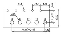 0032-10XX - 7.62 Millimeter (mm) Pitch Terminal Block - Drilling Plan