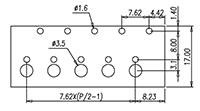 0032-15XX - 7.62 Millimeter (mm) Pitch Terminal Block - Drilling Plan