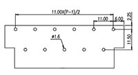 0222-10XX - 11 Millimeter (mm) Pitch Terminal Block - Drilling Plan