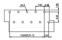 2DD-B01W-XX - 7.62 Millimeter (mm) Pitch Terminal Block - Drilling Plan