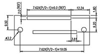 2DC-A02W-XX - 7.62 Millimeter (mm) Pitch Terminal Block - Drilling Plan