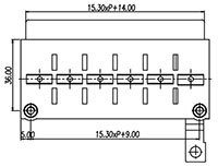 0139-02XX Panel Mounting Barrier Terminal Block - Drilling Plan