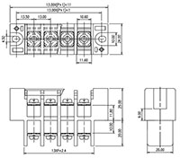 0168-32XX Panel Feed-Through Barrier Terminal Block - 2