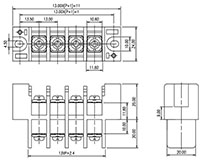 0168-33XX Panel Feed-Through Barrier Terminal Block - 2