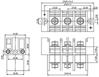 0168-63XX Panel Feed-Through Barrier Terminal Block - 2