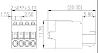 ESC250V-XXP 0.098 Inch (in) Pitch Diameter Printed Circuit Board (PCB) Connector-Plug