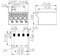 0184-11XX 0.138 Inch (in) Pitch Diameter Printed Circuit Board (PCB) Connector-Plug - 2