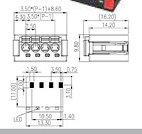 0184-12XX 0.138 Inch (in) Pitch Diameter Printed Circuit Board (PCB) Connector-Plug - 2