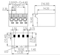 0184-13XX 0.138 Inch (in) Pitch Diameter Printed Circuit Board (PCB) Connector-Plug - 2