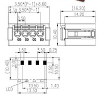 0184-14XX 0.138 Inch (in) Pitch Diameter Printed Circuit Board (PCB) Connector-Plug - 2