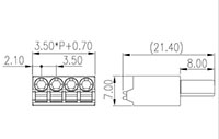 0225-08XX 0.138 Inch (in) Pitch Diameter Printed Circuit Board (PCB) Connector-Plug - 2