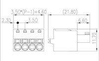 ESC350V-XXP 0.138 Inch (in) Pitch Diameter Printed Circuit Board (PCB) Connector-Plug - 2