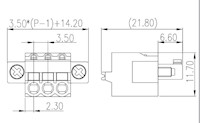 ESC350VM-XXP 0.138 Inch (in) Pitch Diameter Printed Circuit Board (PCB) Connector-Plug - 2