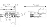 0221-44XX 0.150 Inch (in) Pitch Diameter Printed Circuit Board (PCB) Connector-Plug - 2