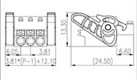 ESC381VK-XXP 0.150 Inch (in) Pitch Diameter Printed Circuit Board (PCB) Connector-Plug - 2