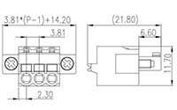 ESC381VM-XXP 0.150 Inch (in) Pitch Diameter Printed Circuit Board (PCB) Connector-Plug - 2