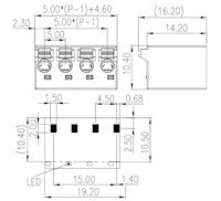 0184-33XX 0.197 Inch (in) Pitch Diameter Printed Circuit Board (PCB) Connector-Plug - 2