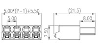 0226-08XX 0.197 Inch (in) Pitch Diameter Printed Circuit Board (PCB) Connector-Plug - 2