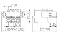 5ESDSM-XXP 0.197 Inch (in) Pitch Diameter Printed Circuit Board (PCB) Connector-Plug - 2