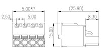 5ESDSR-XXP 0.197 Inch (in) Pitch Diameter Printed Circuit Board (PCB) Connector-Plug - 2