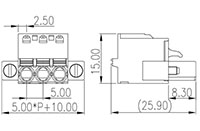 5ESDSRM-XXP 0.197 Inch (in) Pitch Diameter Printed Circuit Board (PCB) Connector-Plug - 2