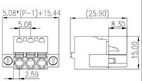 2ESDSRM-XXP 0.200 Inch (in) Pitch Diameter Printed Circuit Board (PCB) Connector-Plug - 2