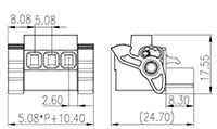 2ESVK-XXP 0.200 Inch (in) Pitch Diameter Printed Circuit Board (PCB) Connector-Plug - 2