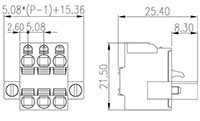 2ESDBAM-XXP 0.200 Inch (in) Pitch Diameter Printed Circuit Board (PCB) Connector-Plug - 2