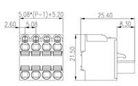 2ESDBA-XXP 0.200 Inch (in) Pitch Diameter Printed Circuit Board (PCB) Connector-Plug - 2