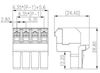 0150-31XX 0.250 Inch (in) Pitch Diameter Printed Circuit Board (PCB) Connector-Plug - 2