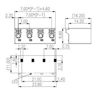 0184-51XX 0.276 Inch (in) Pitch Diameter Printed Circuit Board (PCB) Connector-Plug - 2